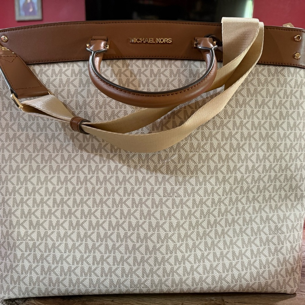 Michael Kors Tan and Brown Tote Bag